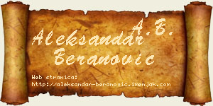 Aleksandar Beranović vizit kartica